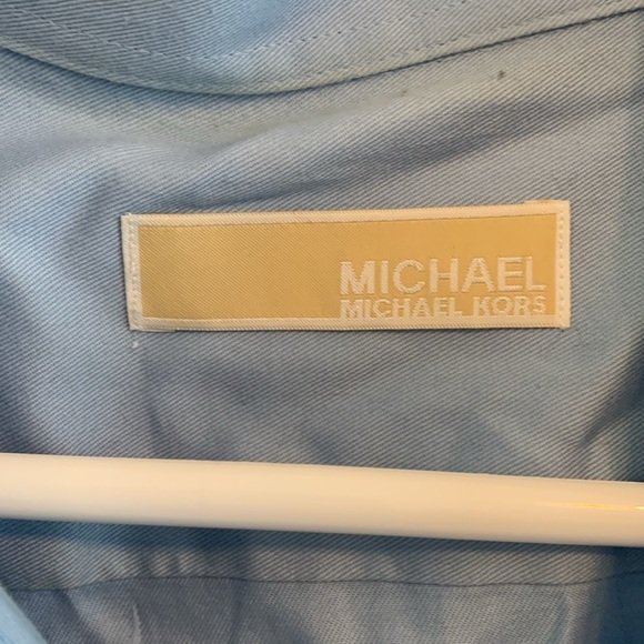 MICHAEL KORS MENS BUTTON DOWN SHIRT BLUE REGULAR FIT - Picture 2 of 4